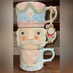 Super Cute 🥰 Pastel Nutcracker Themed Stacking Mugs Set of 3 - New